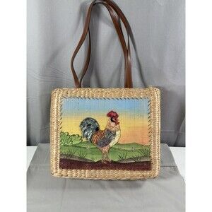 Cappelli Straworld Tote~Handbag~Woven ROOSTER~Chicken~